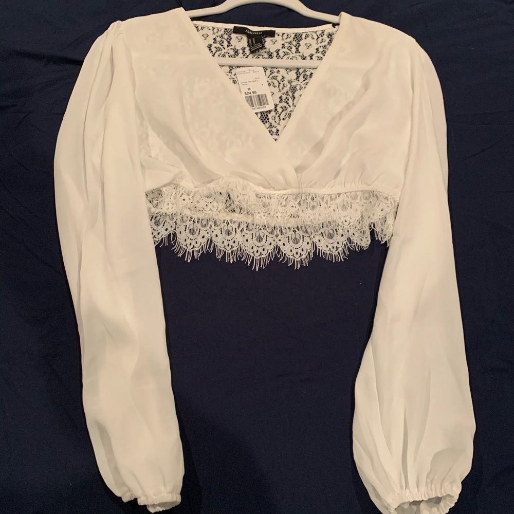 Long Sleeve Lace Back Crop Top